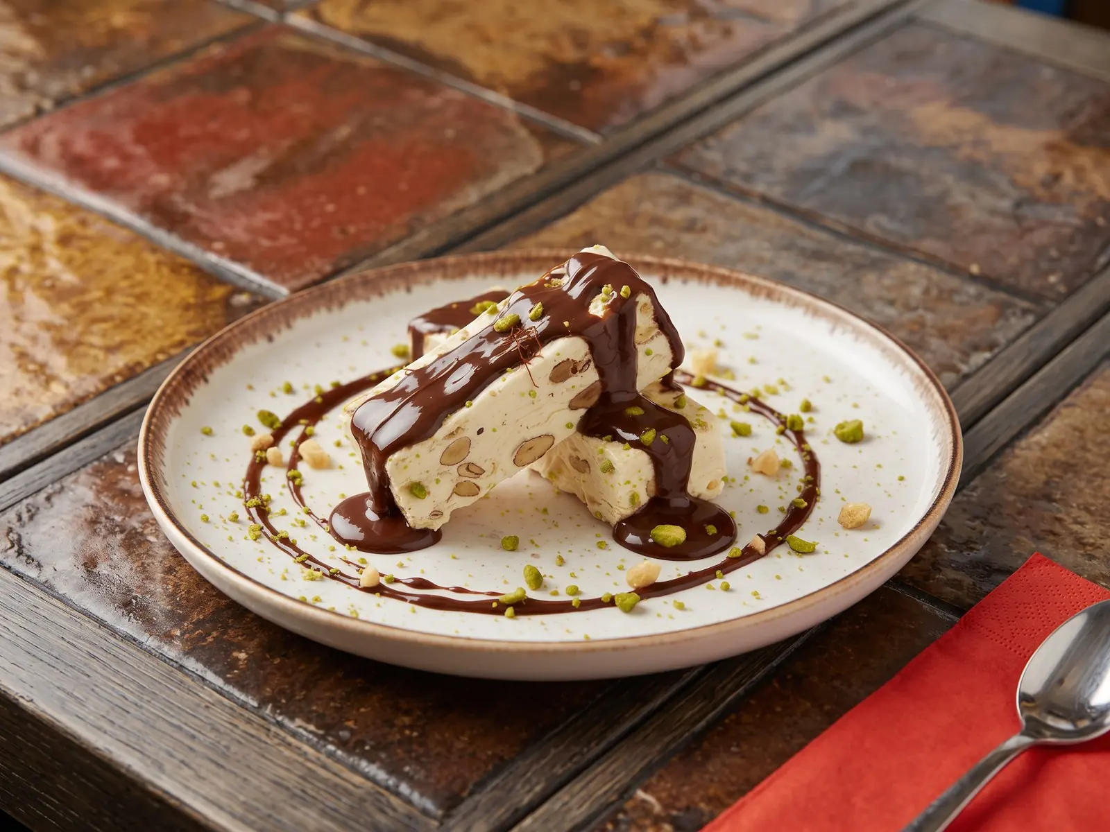 Semifreddo con Nocciolata Bio z kremem orzechowo-kakaowym i pistacjami — Bottegas Saska Kępa, ul. Francuska 24